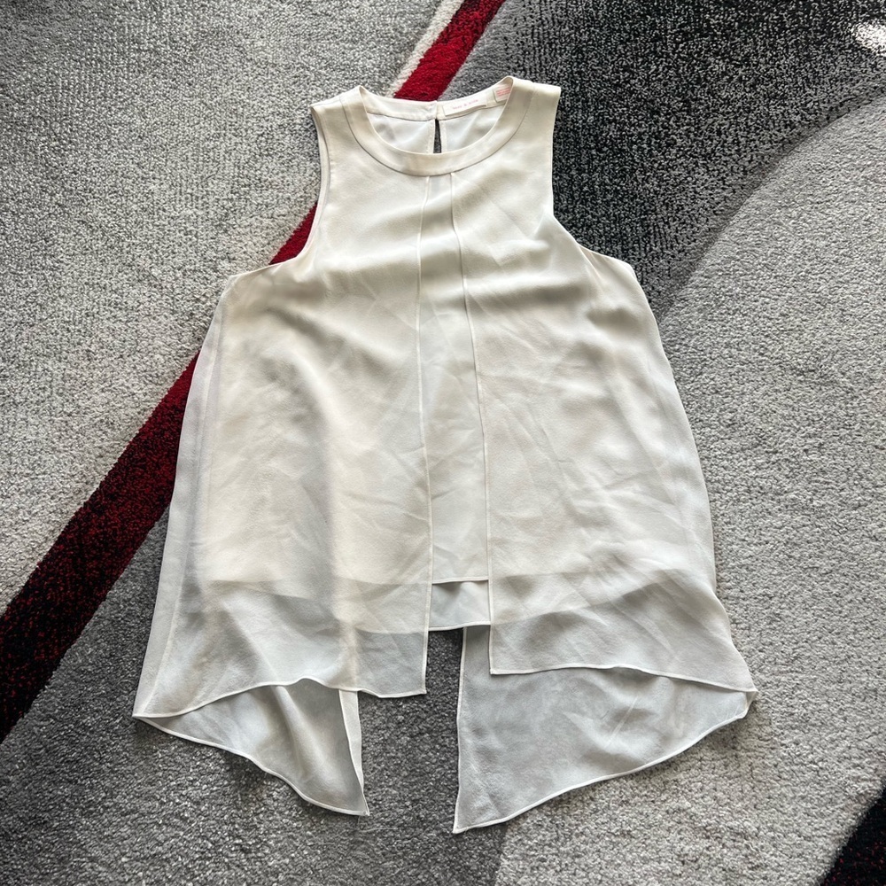 Sass & Bide Ivory Silk Layered Chiffon Tank Blouse